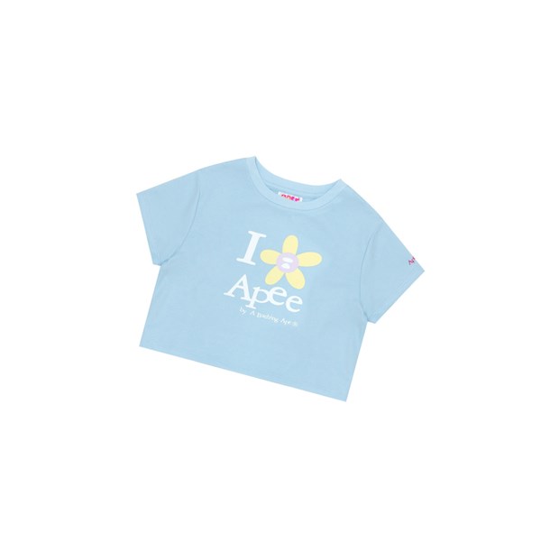 Sky Blue A BATHING APE Flower Cropped Tee Short Sleeve Women's T Shirts | HZ3421869