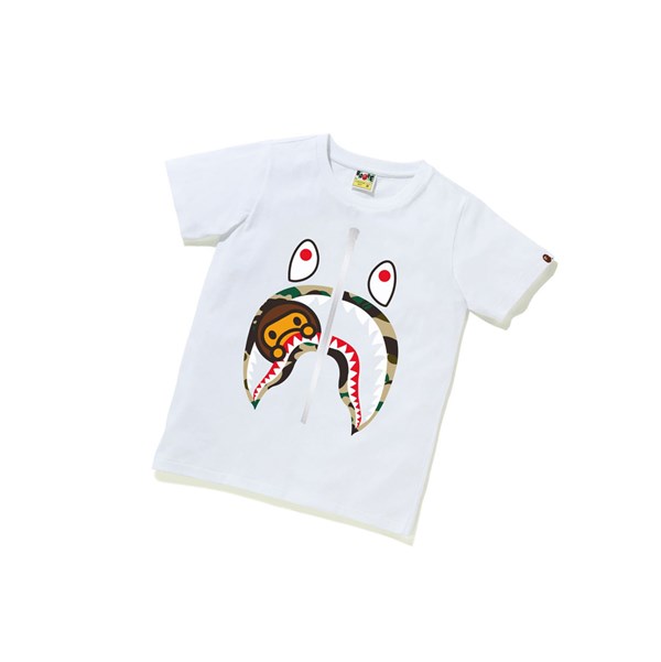 White A BATHING APE 1st Camo Milo Shark Tee Short Sleeve Women's T Shirts | LV1962038