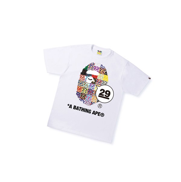 White A BATHING APE A Bathing Ape 29th Anniversary Ape Head Tee Short Sleeve Men's T Shirts | RF8273610