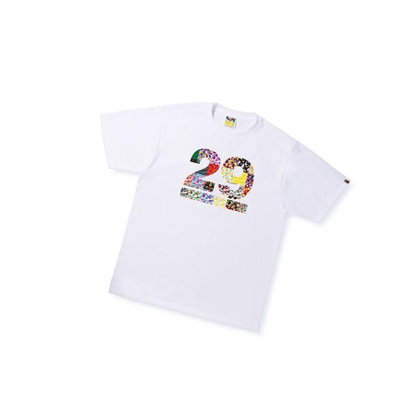 White A BATHING APE A Bathing Ape 29th Anniversary Tee Short Sleeve Men's T Shirts | WO3958240