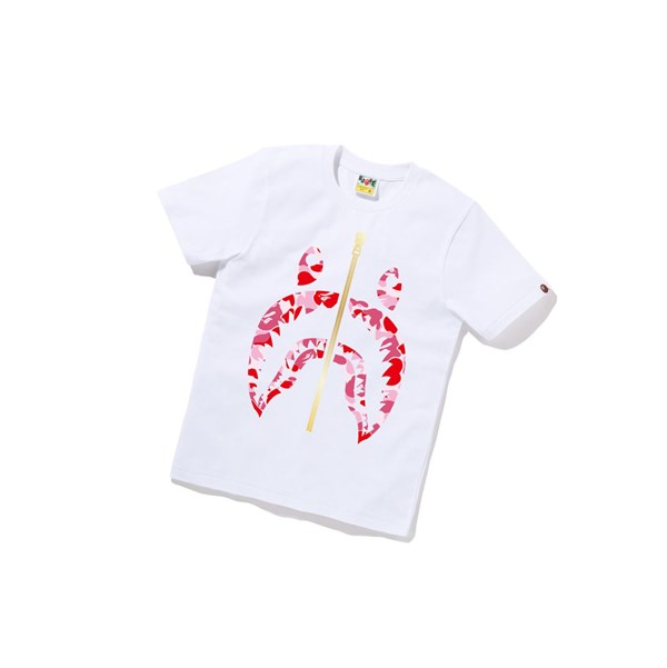 White A BATHING APE Abc Camo Shark Tee Short Sleeve Women's T Shirts | LA6721453