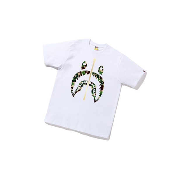 White A BATHING APE Abc Camo Shark Tee Short Sleeve Men's T Shirts | NG3820796