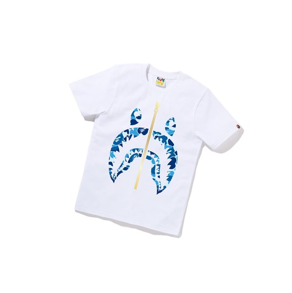 White A BATHING APE Abc Camo Shark Tee Short Sleeve Women's T Shirts | QK4159708