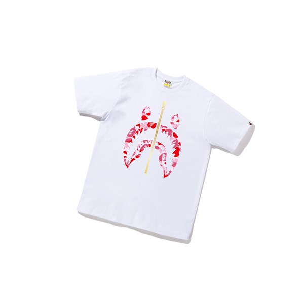 White A BATHING APE Abc Camo Shark Tee Short Sleeve Men's T Shirts | QU5084172