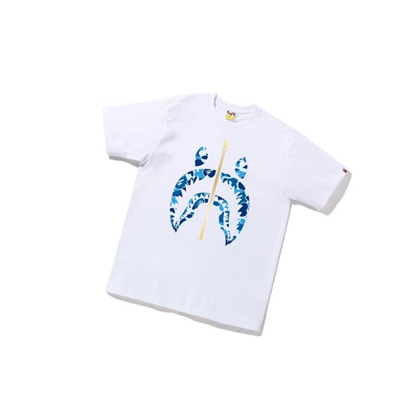 White A BATHING APE Abc Camo Shark Tee Short Sleeve Men's T Shirts | WN3562487