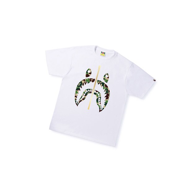 White A BATHING APE Abc Camo Shark Tee Short Sleeve Men's T Shirts | YI1598340