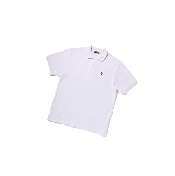 White A BATHING APE Ape Head One Point Relaxed Fit Short Sleeve Men's Polo | XU2504176