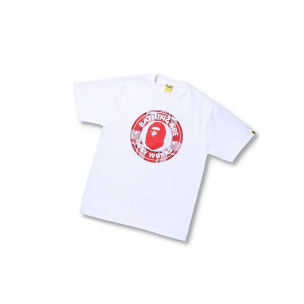 White A BATHING APE Bape® Check Gift Busy Works Tee Short Sleeve Men's T Shirts | HA4672981