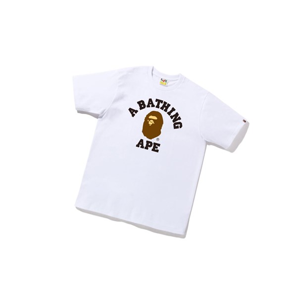 White A BATHING APE College Tee Short Sleeve Men's T Shirts | GE3197860