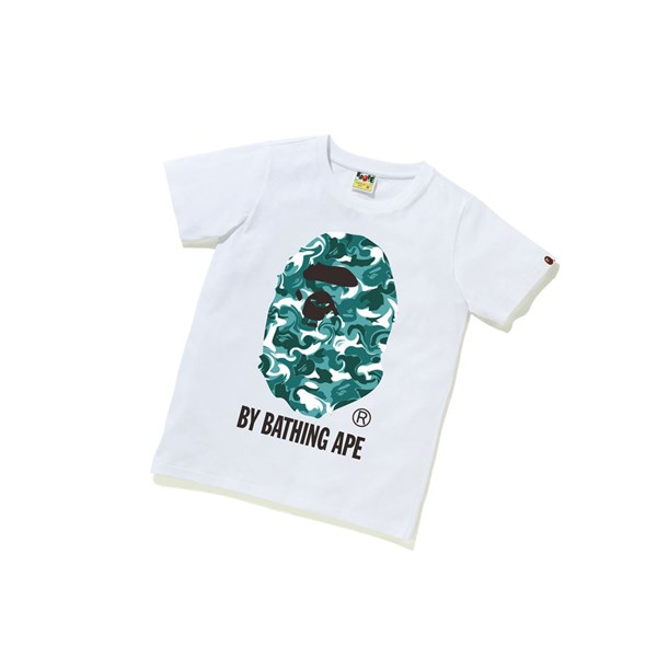 White A BATHING APE Marble Camo Tee Short Sleeve Women's T Shirts | PD6128539