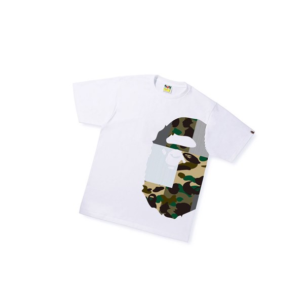 White A BATHING APE Military Crazy Side Big Ape Head Tee Short Sleeve Men's T Shirts | NZ2541873