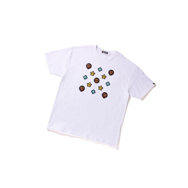 White A BATHING APE Milo Monogram Oversized Tee Short Sleeve Women's T Shirts | KO5206438