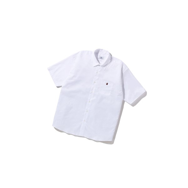 White A BATHING APE One Point Wide Fit S/S Short Sleeve Men's Shirts | YM5763024