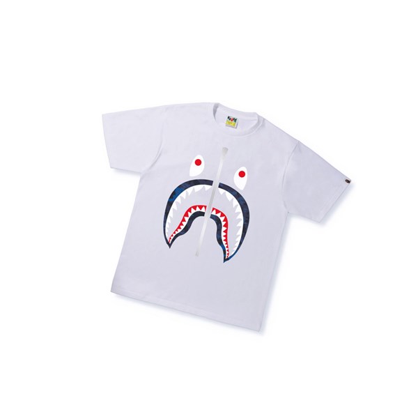 White A BATHING APE Sand Camo Shark Tee Short Sleeve Men's T Shirts | IJ8324610