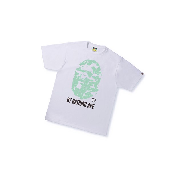 White A BATHING APE Text Code Camo By Bathing Ape Tee Short Sleeve Men's T Shirts | KU1267093