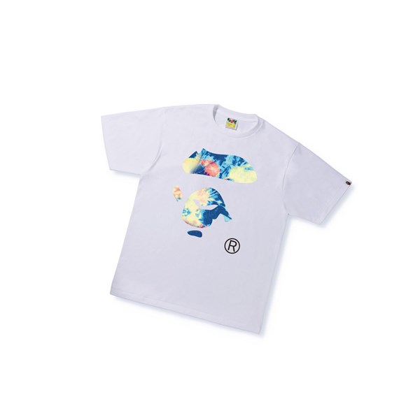 White A BATHING APE Tie Dye Ape Face Tee Short Sleeve Men's T Shirts | MK1763408