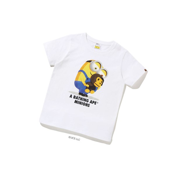 White A BATHING APE X Minions Tee08 Short Sleeve Women's T Shirts | NW9823051