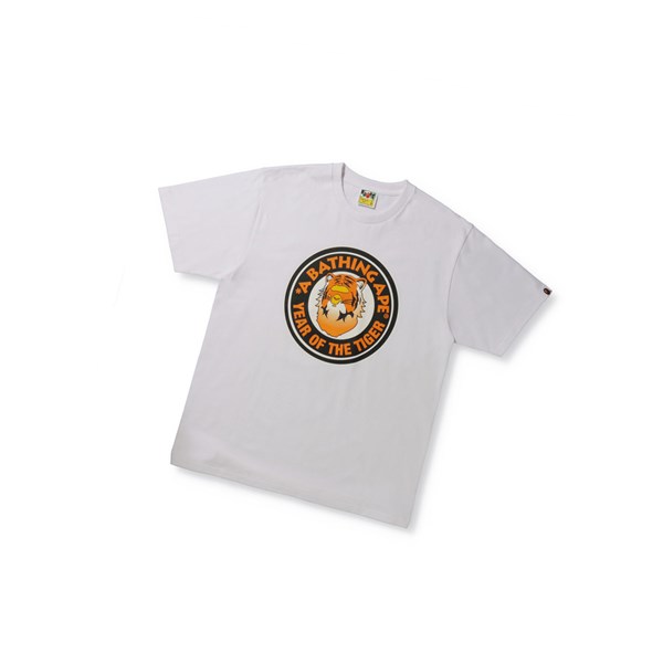 White A BATHING APE Year Of The Tiger Tee Short Sleeve Men's T Shirts | JE3590821