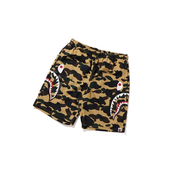 Yellow A BATHING APE 1st Camo Side Shark Beach Men's Shorts | VX1639872