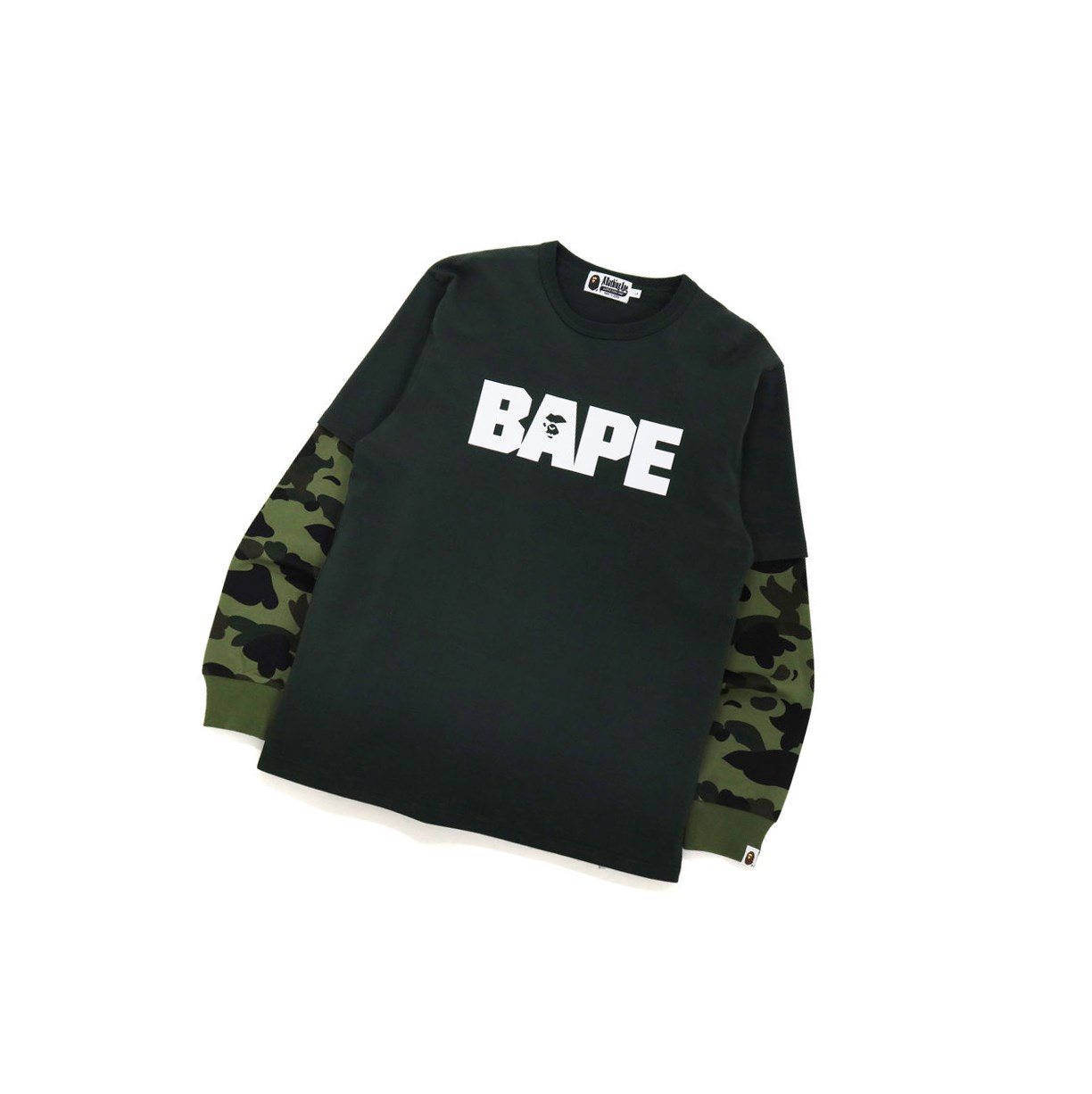 Army Green A BATHING APE 1st Camo Layered L/S Tee Long Sleeve Men\'s T Shirts | RG3891467