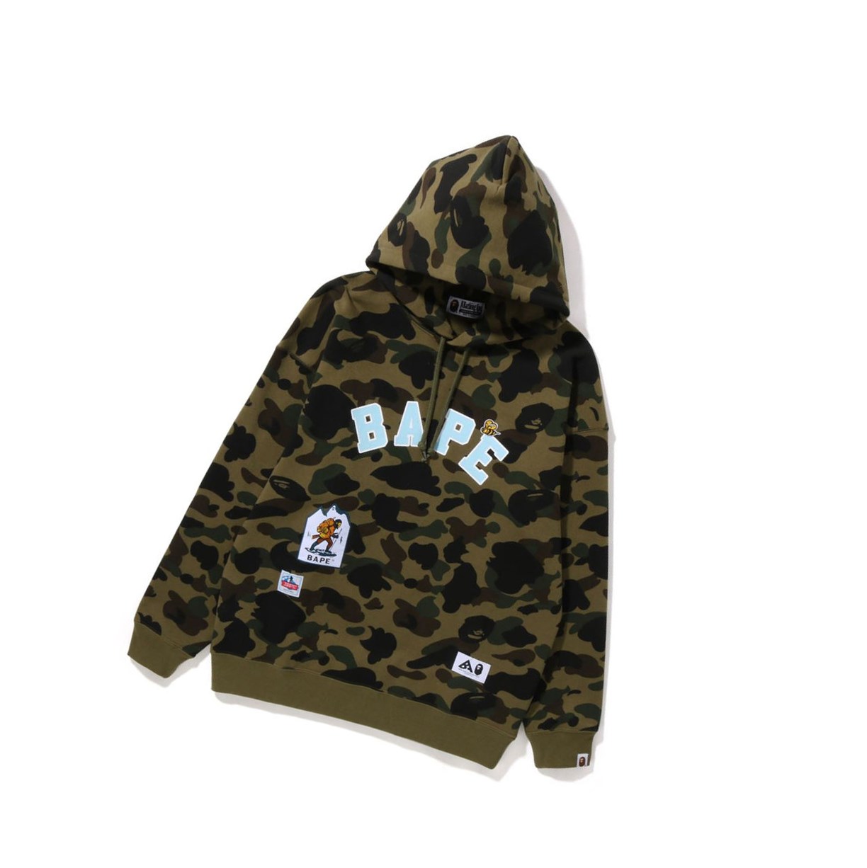 Army Green A BATHING APE Multi Label 1st Camo Oversized Women\'s Hoodie | UI0387259