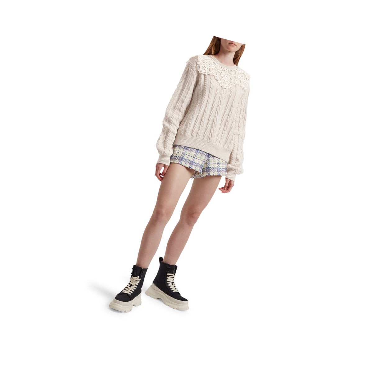 Beige A BATHING APE Asymmetric Knit Sweater Crew Neck Knitwear Women's Blouse | JM8372065