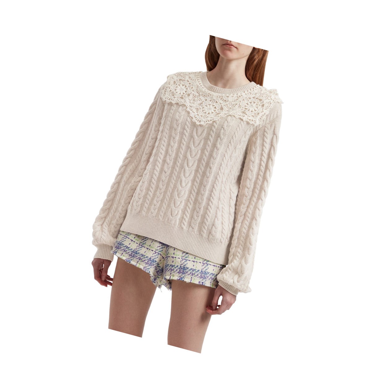 Beige A BATHING APE Asymmetric Knit Sweater Crew Neck Knitwear Women's Blouse | JM8372065