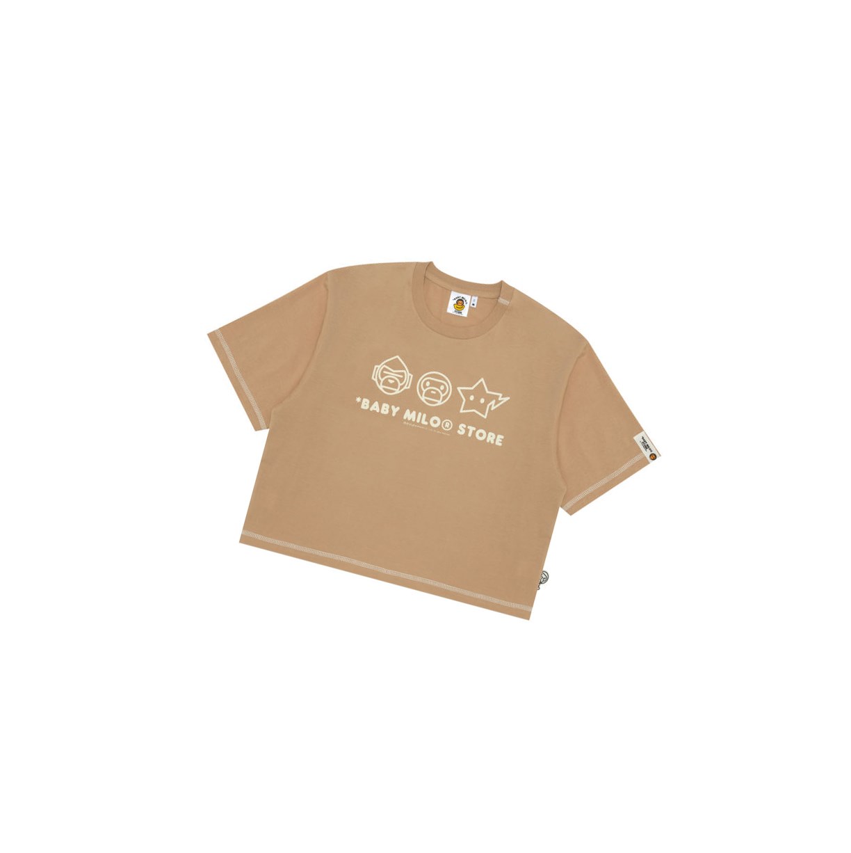 Beige A BATHING APE Logo Crop Fit Tee Short Sleeve Women\'s T Shirts | SH9872403