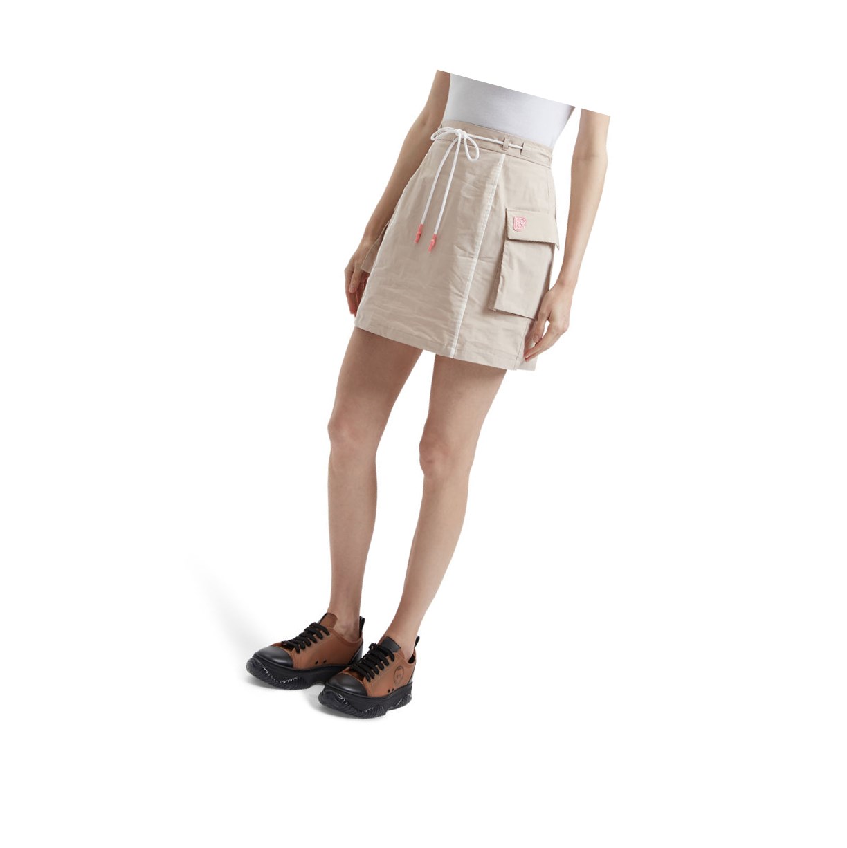 Beige A BATHING APE Logo Drawstring Mini Women's Skirts | FN7896214