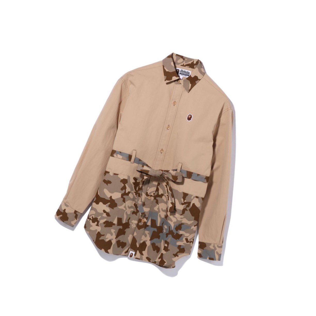 Beige A BATHING APE Sand Camo A Bathing Ape Oversized Long Sleeve Women\'s Shirts | WL8352940