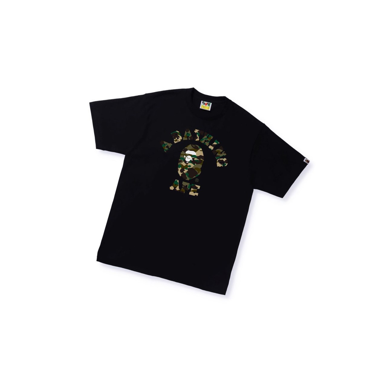 Black A BATHING APE 1st Camo Crazy College Tee Short Sleeve Men\'s T Shirts | RI7086549