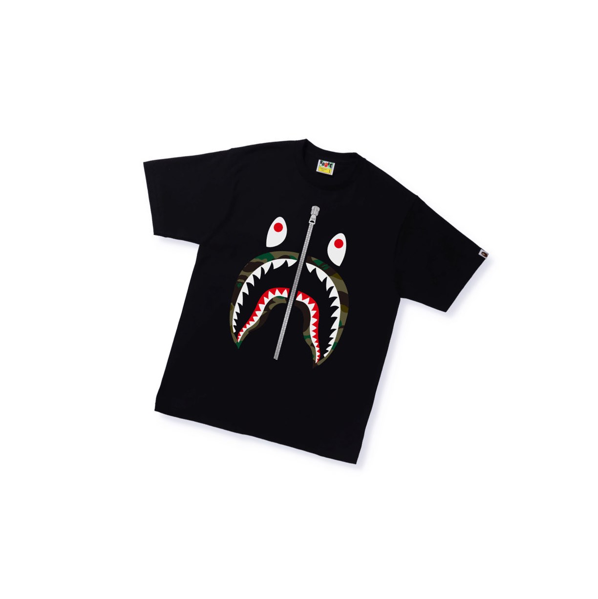 Black A BATHING APE 1st Camo Shark Tee Short Sleeve Men\'s T Shirts | KE0873459