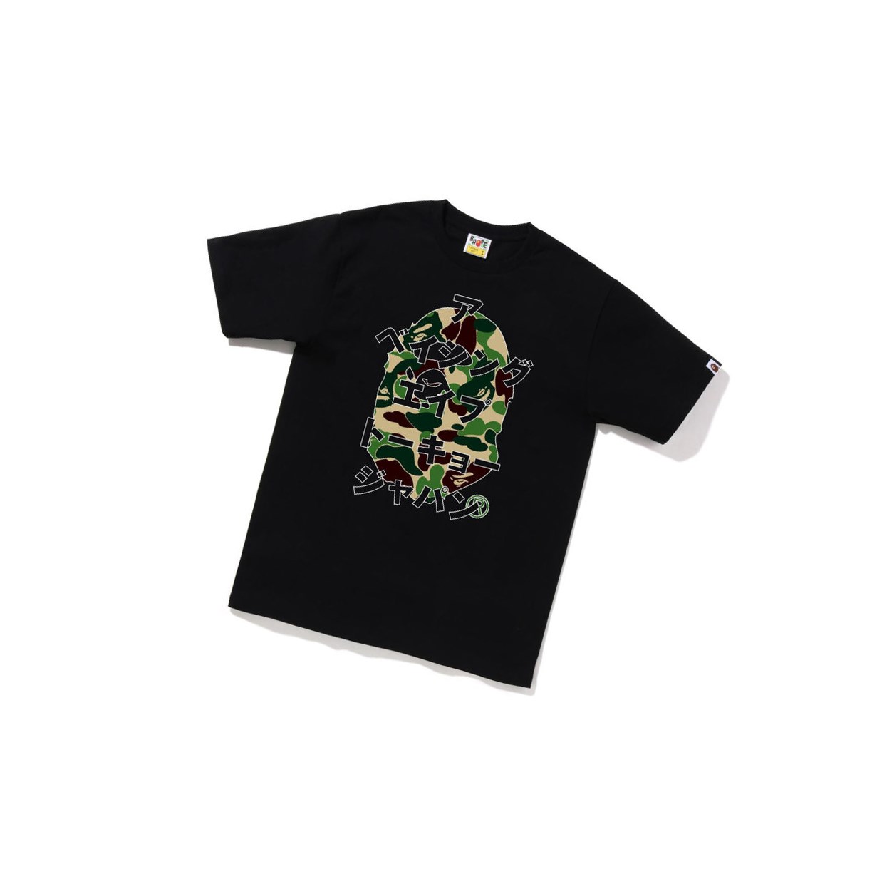 Black A BATHING APE Abc Camo Japanese Letters Tee Short Sleeve Men\'s T Shirts | DX1025847