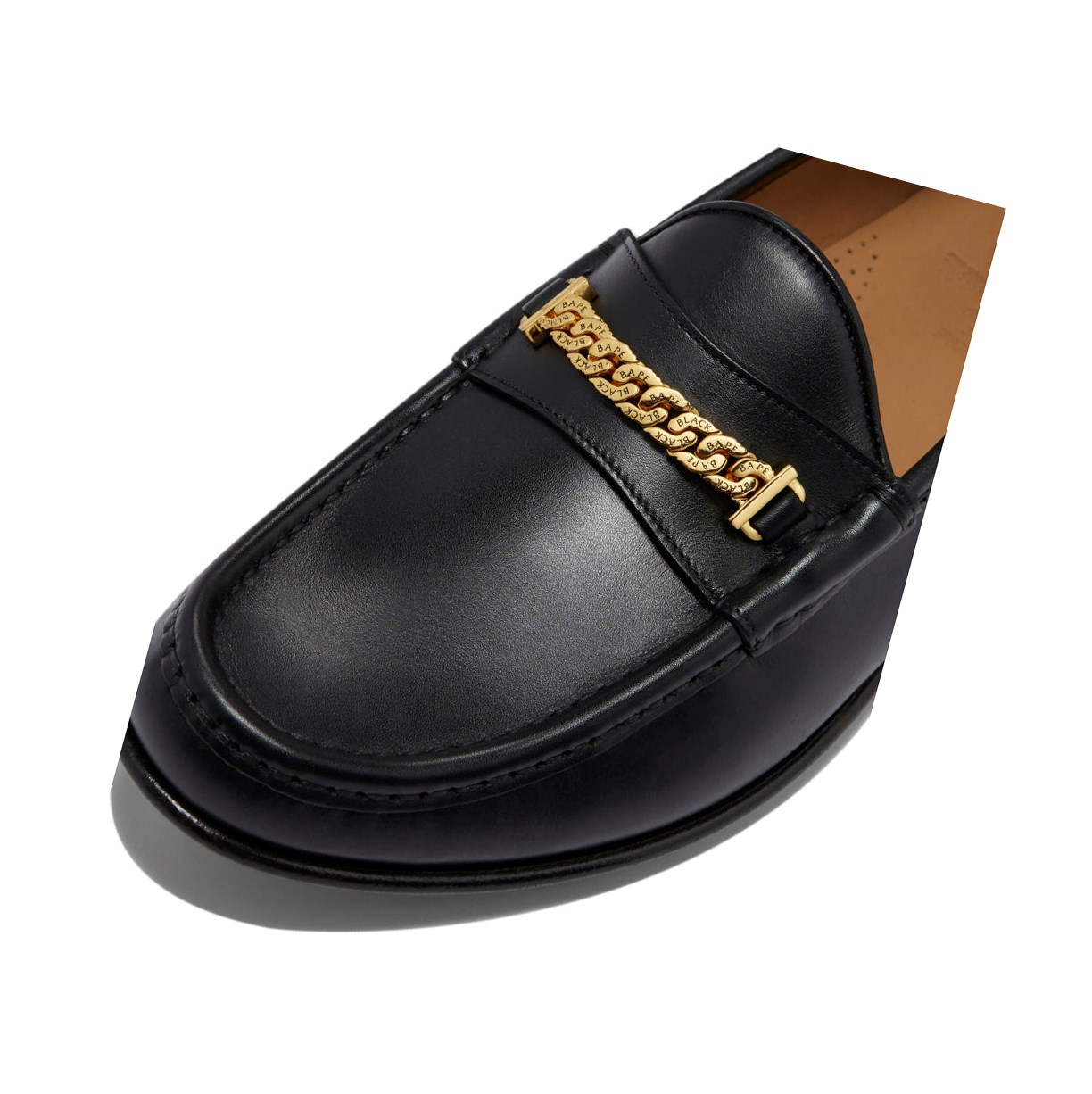 Black A BATHING APE Gold Chained Loafers & Moccasins Men's Loafers | GJ3952170