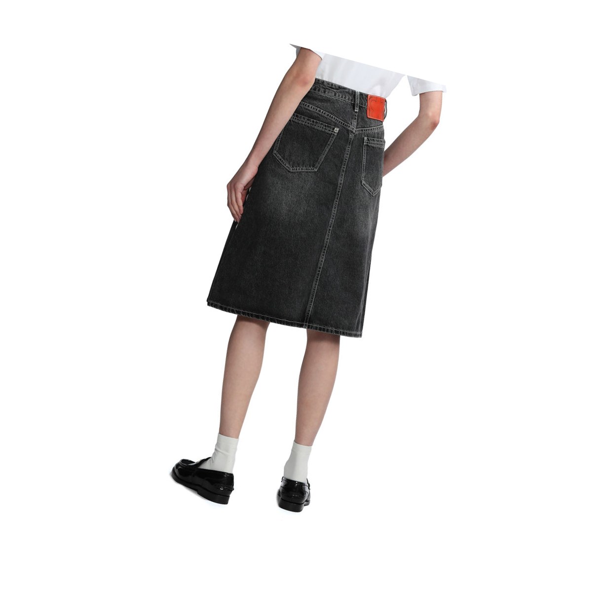 Black A BATHING APE High-waisted Denim Knee Length Women's Skirts | KI2109358