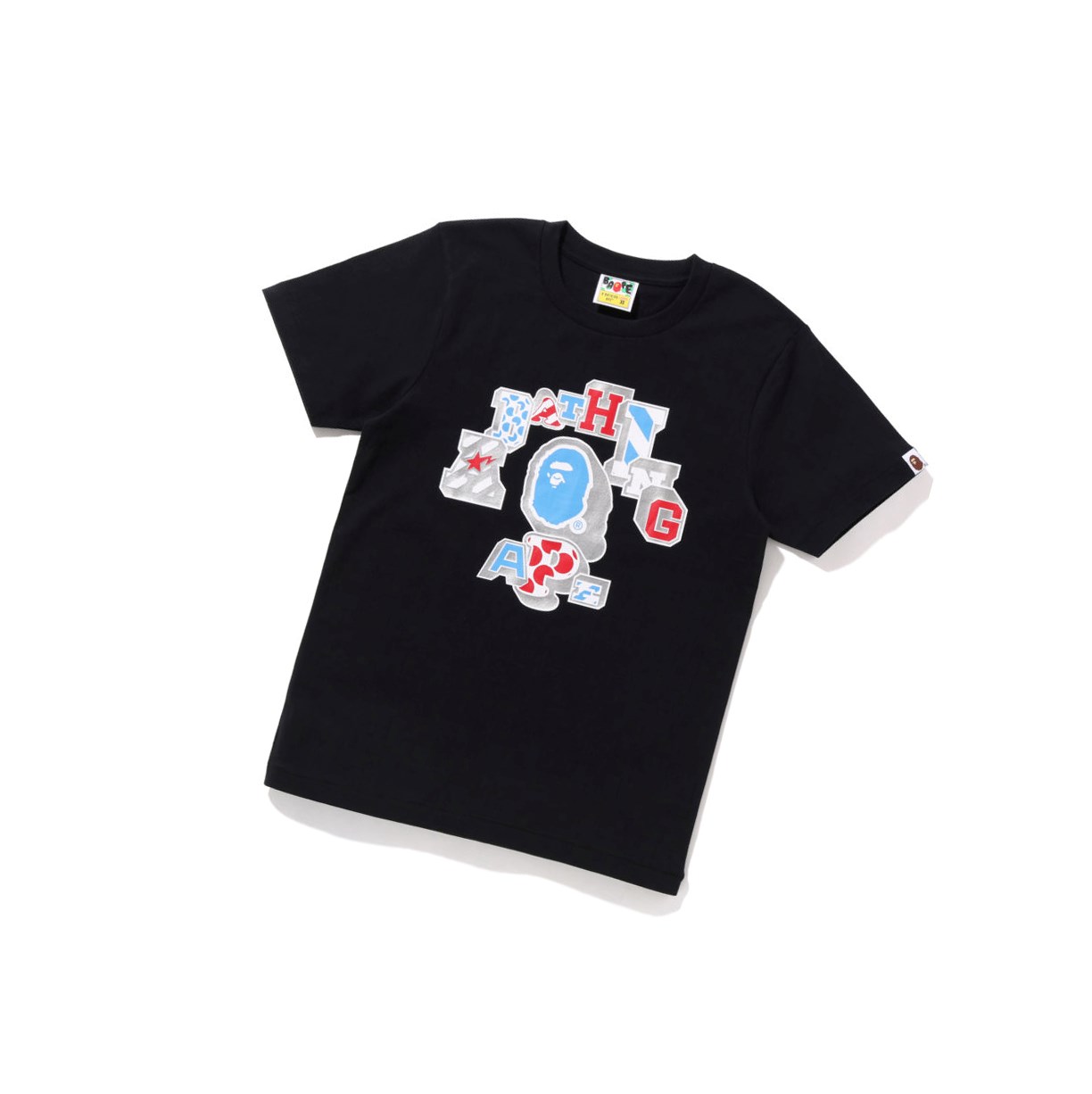 Black A BATHING APE Mix Patched College Tee Short Sleeve Women\'s T Shirts | XP7925640