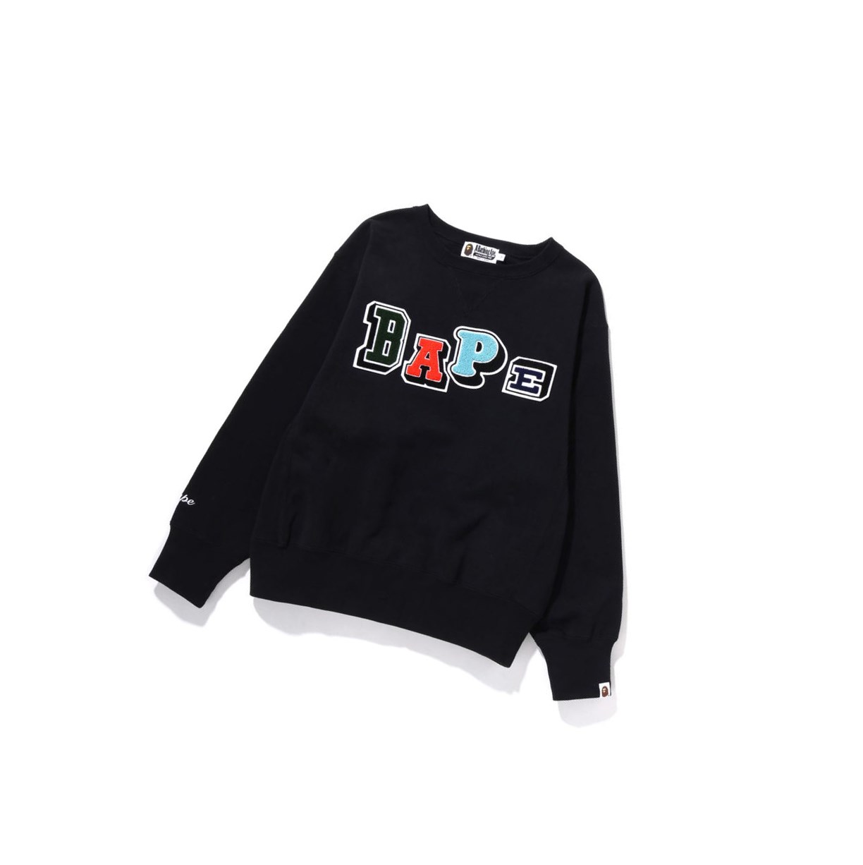 Black A BATHING APE Multi Fonts Wide Crewneck Women\'s Sweatshirts | UX1730269