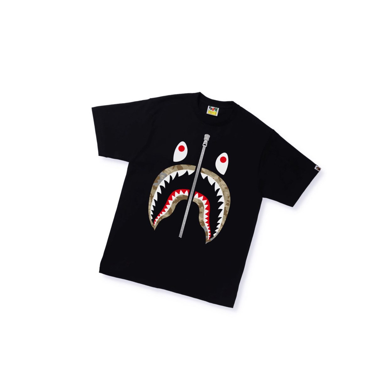 Black A BATHING APE Sand Camo Shark Tee Short Sleeve Men\'s T Shirts | RV4591273