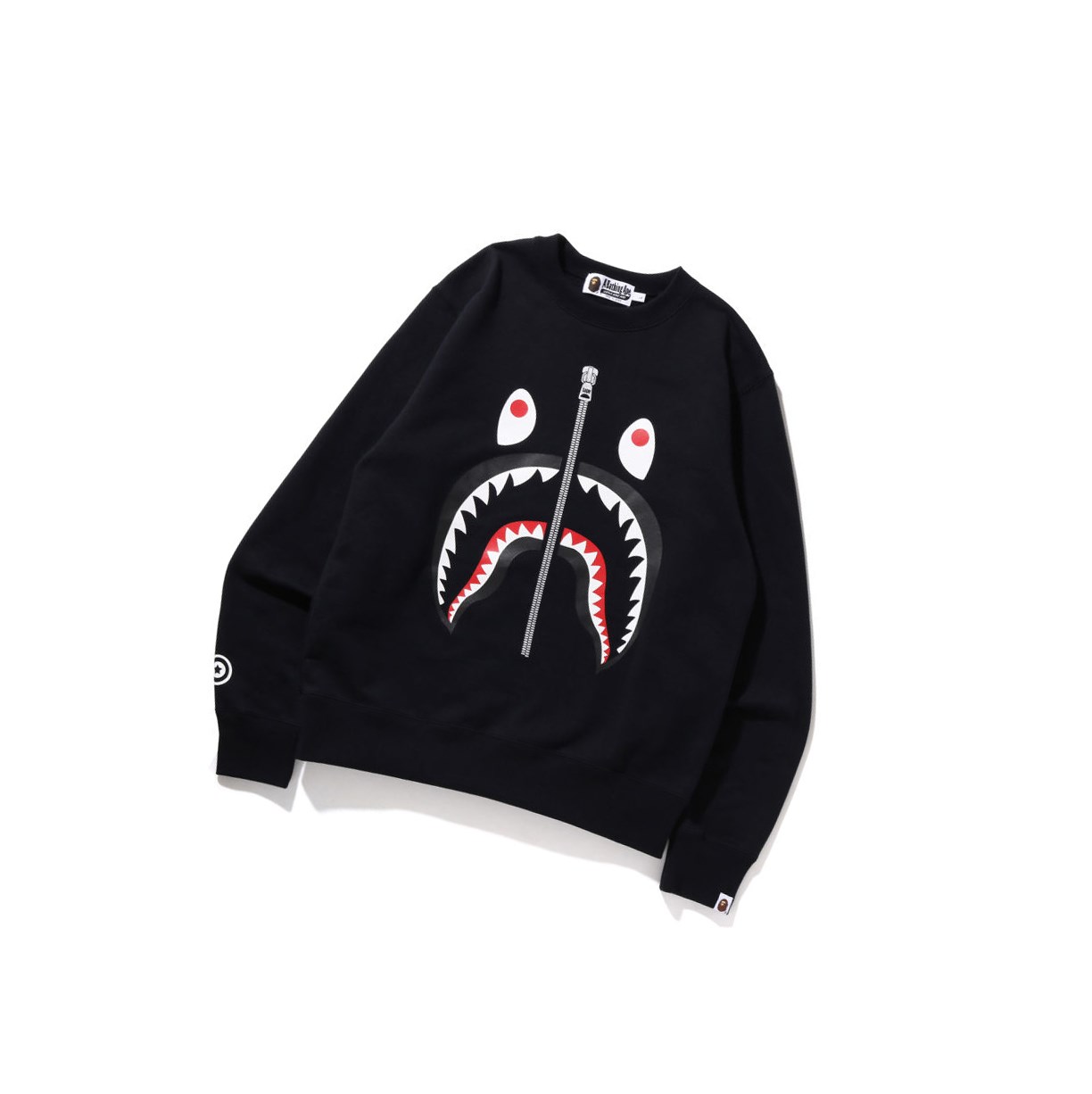 Black A BATHING APE Shark Crewneck Men\'s Sweatshirts | JR2763805