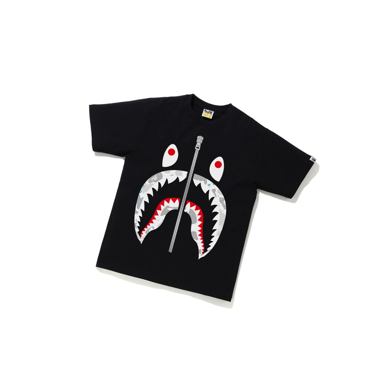 Black A BATHING APE Space Camo Shark Tee Short Sleeve Men\'s T Shirts | CO4893675