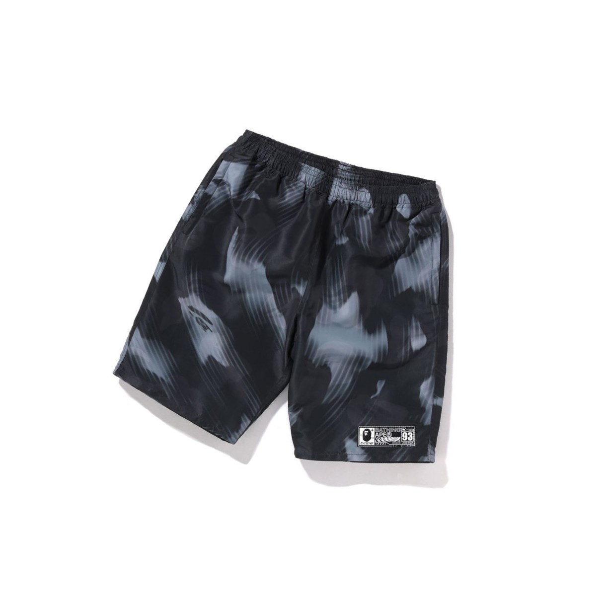 Black A BATHING APE Stroke Camo Beach Men\'s Shorts | CX5413908