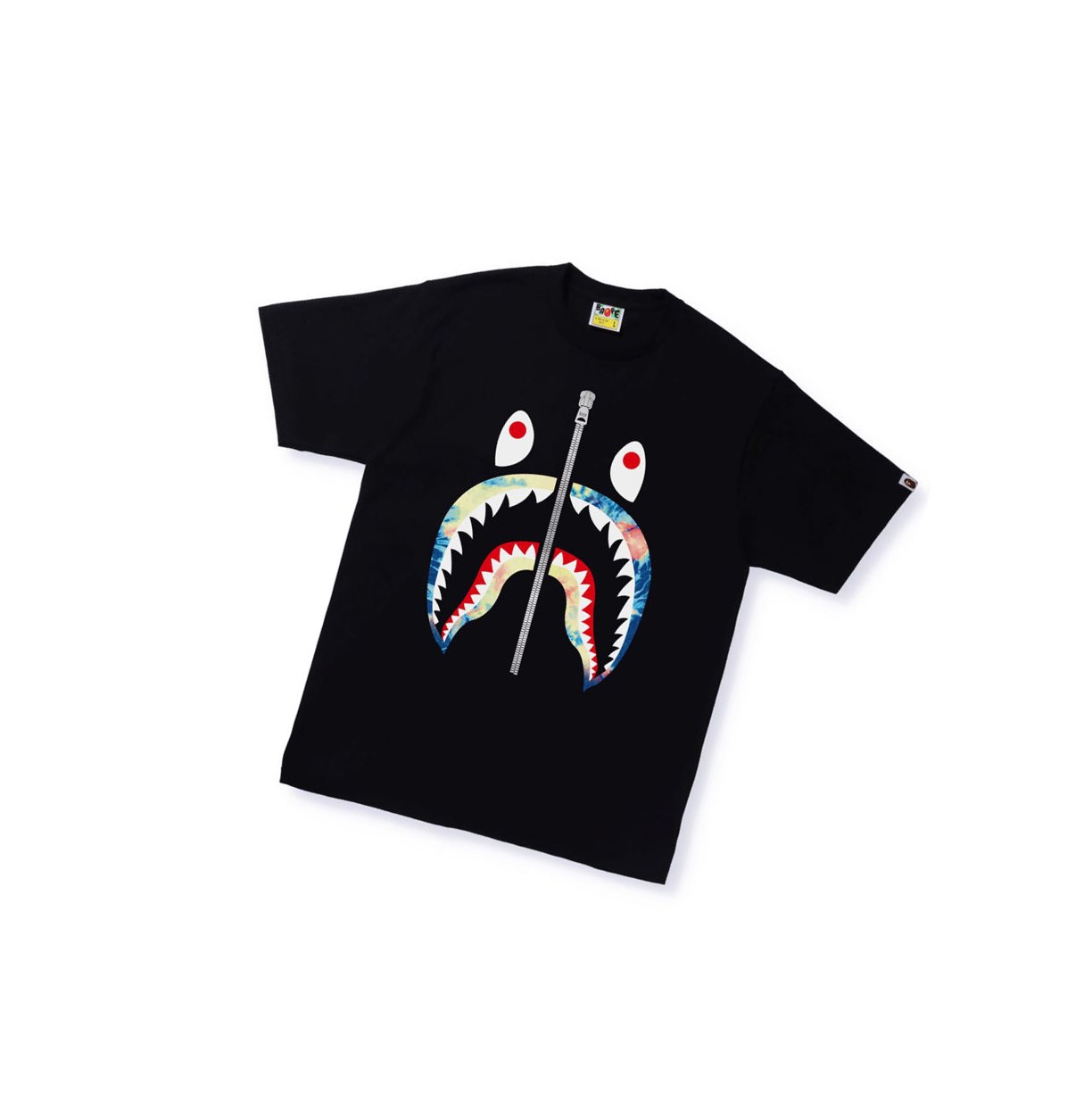 Black A BATHING APE Tie Dye Shark Tee Short Sleeve Men\'s T Shirts | IN3769082