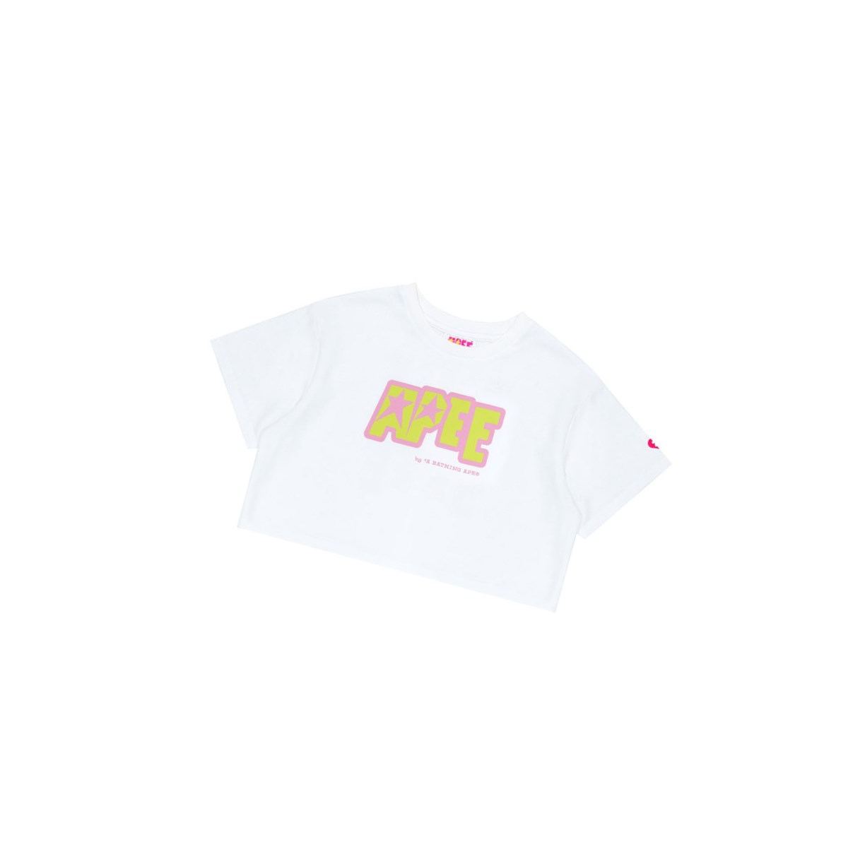 Bleached White A BATHING APE Double Logo Cropped Tee Short Sleeve Women\'s T Shirts | RB8429601