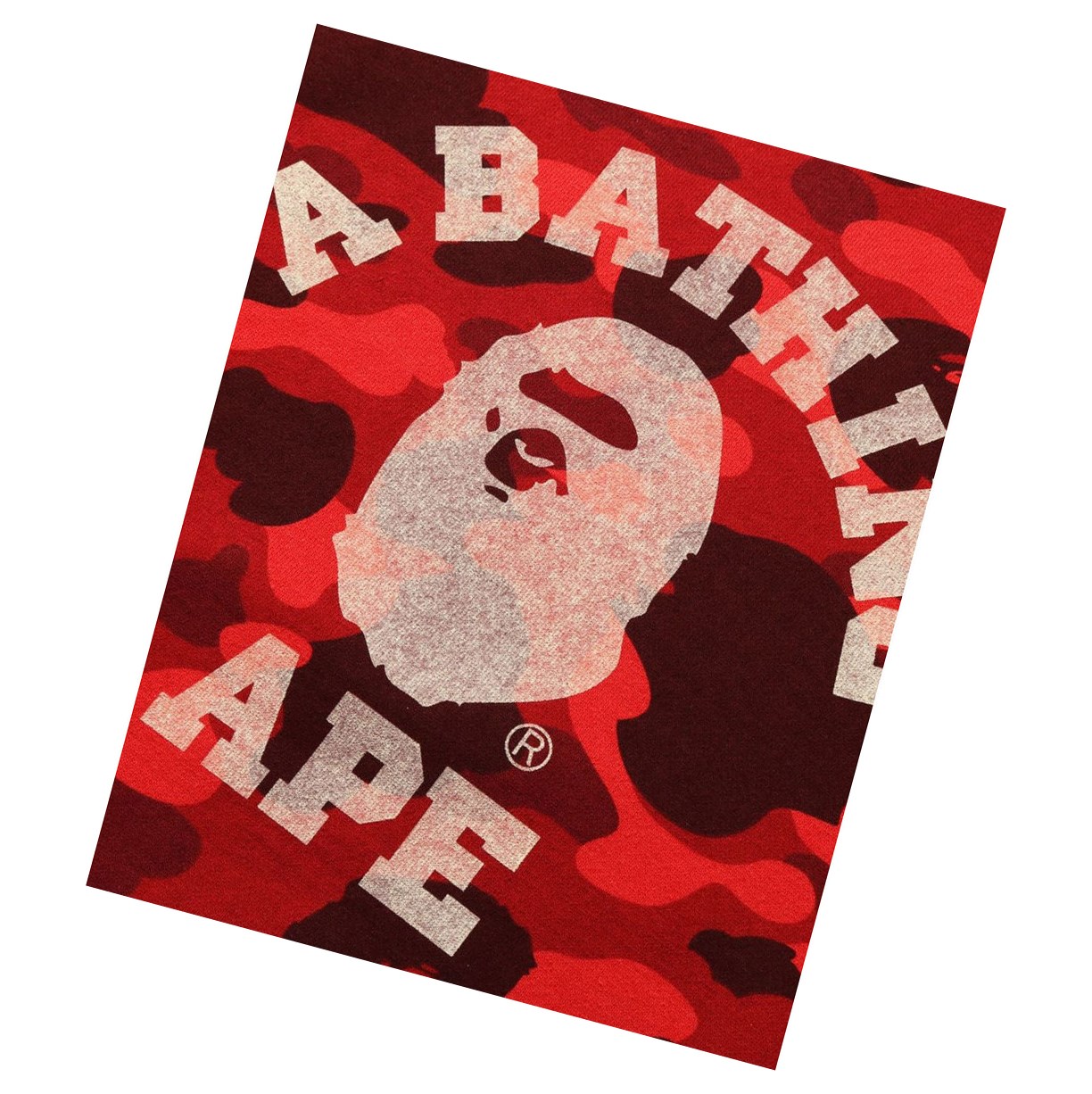 Bright Red A BATHING APE College Crazy Color Camo Raglan Crewneck Women's Sweatshirts | FE4691507