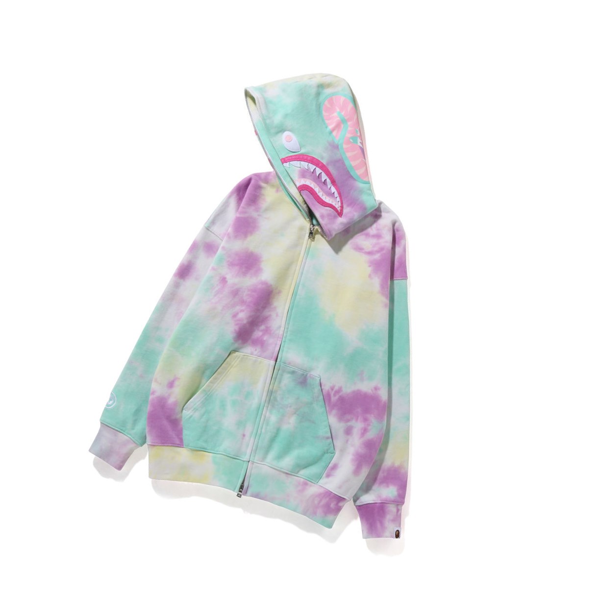 Caise A BATHING APE Tie-dye Shark Oversized Full Zip Throughs Women's Hoodie | HG5382706