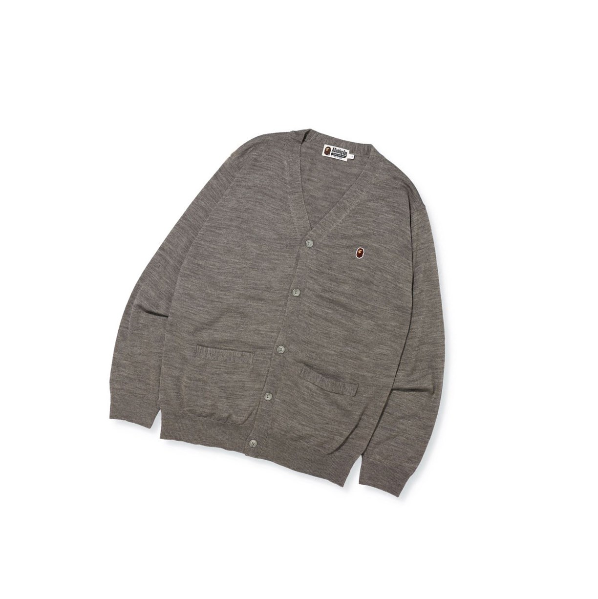 Grey A BATHING APE Ape Head Knit Cardigan Cardigan Men\'s Cardigan | BI6594138