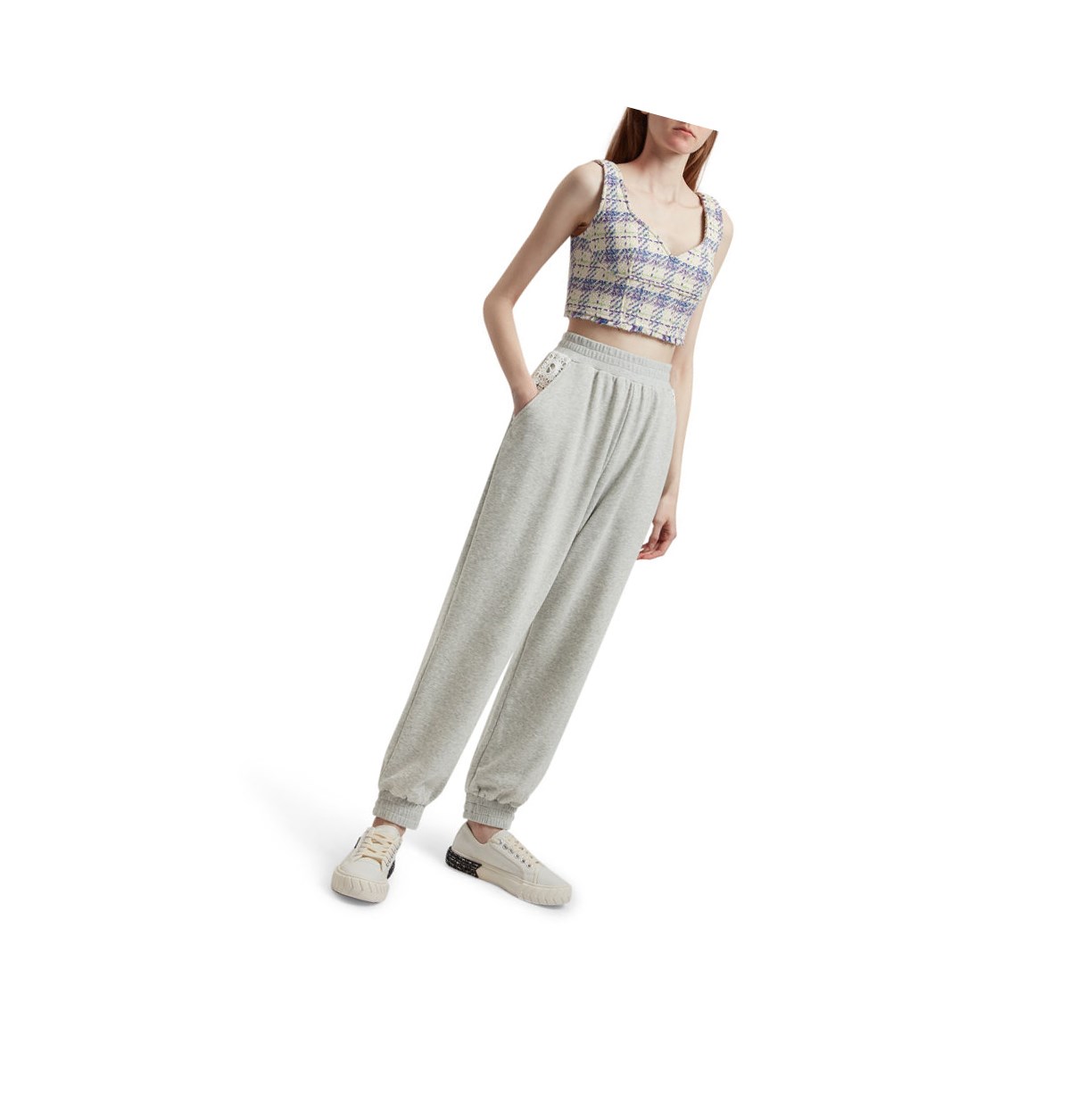 Grey A BATHING APE Relaxed Long Women's Pants | ON9530867