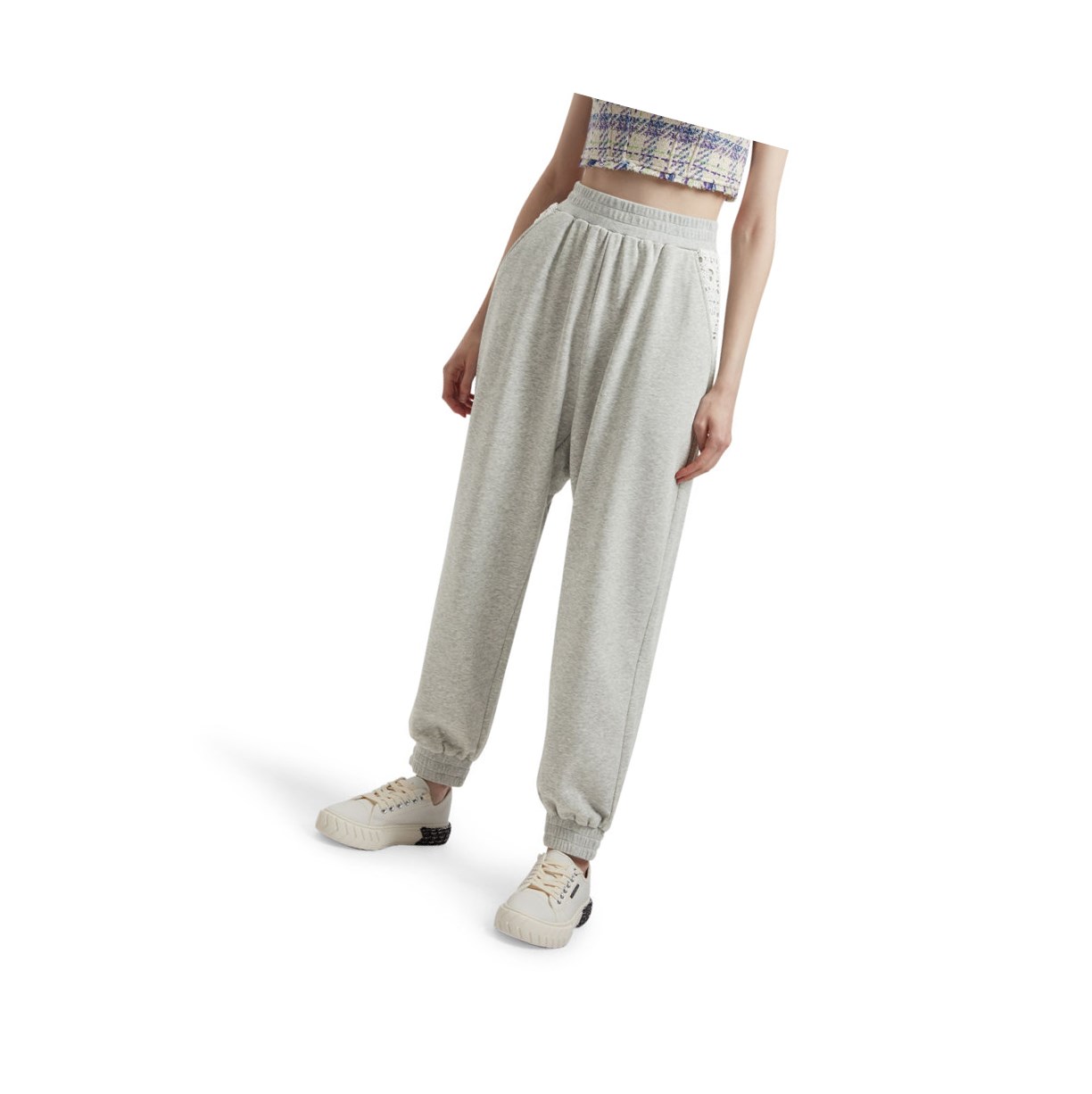 Grey A BATHING APE Relaxed Long Women's Pants | ON9530867