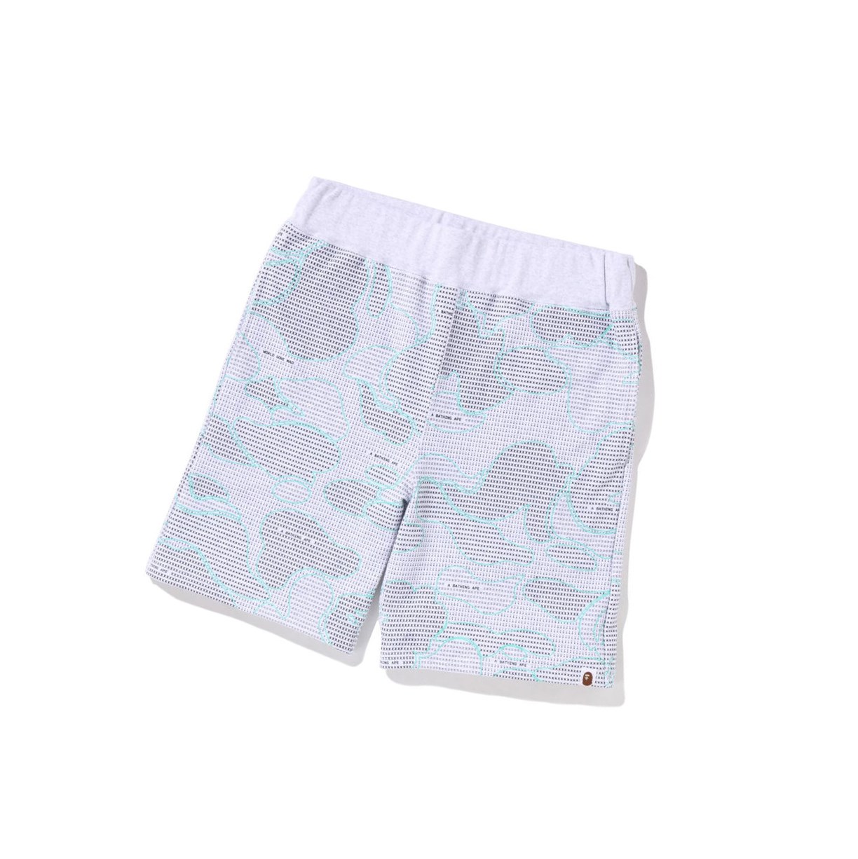 Grey A BATHING APE Text Code Camo Sweat Short Men\'s Shorts | JM3512946