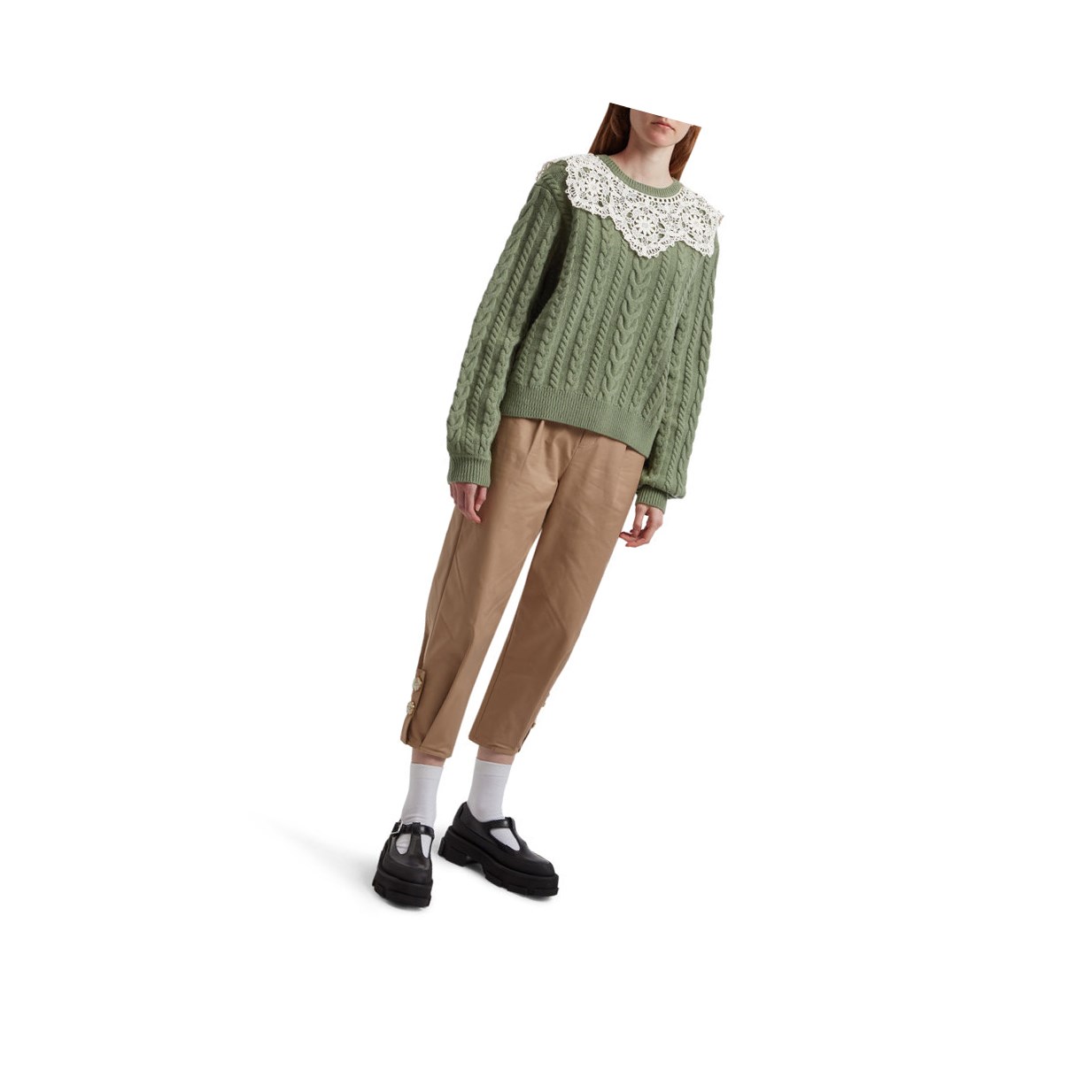 Light Green A BATHING APE Asymmetric Knit Sweater Crew Neck Knitwear Women's Blouse | AJ9634281